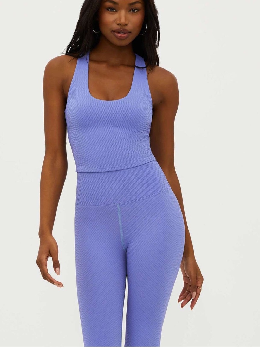 Beach Riot Periwinkle Textured Racerback Sports Bra